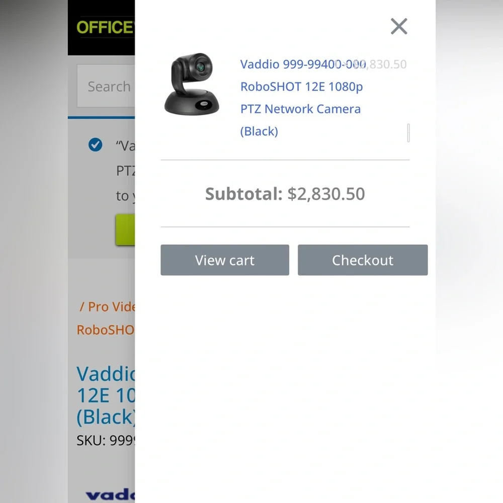 Vaddio 999-99400-000 RoboSHOT 12E 1080p PTZ Network Camera (Black)